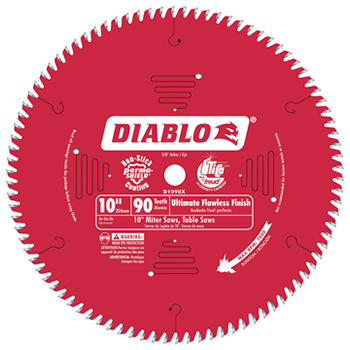 Diablo Ultra Fine Circular Saw Blade 10in., 90 Tooth, For Wood and Wood Composites, Model #D1090X